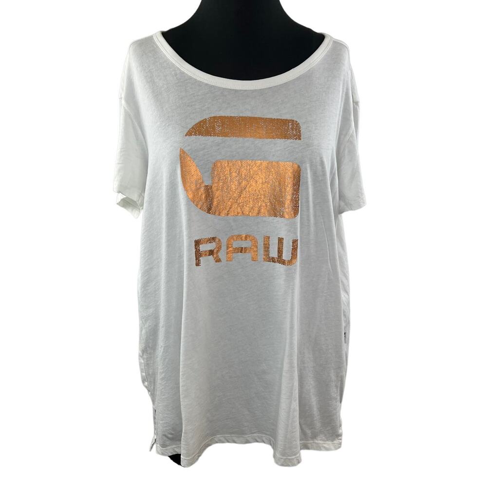 G-STAR RAW White Short Sleeve Foil Graphic Logo Short Sleeve T-Shirt XXL NEW
